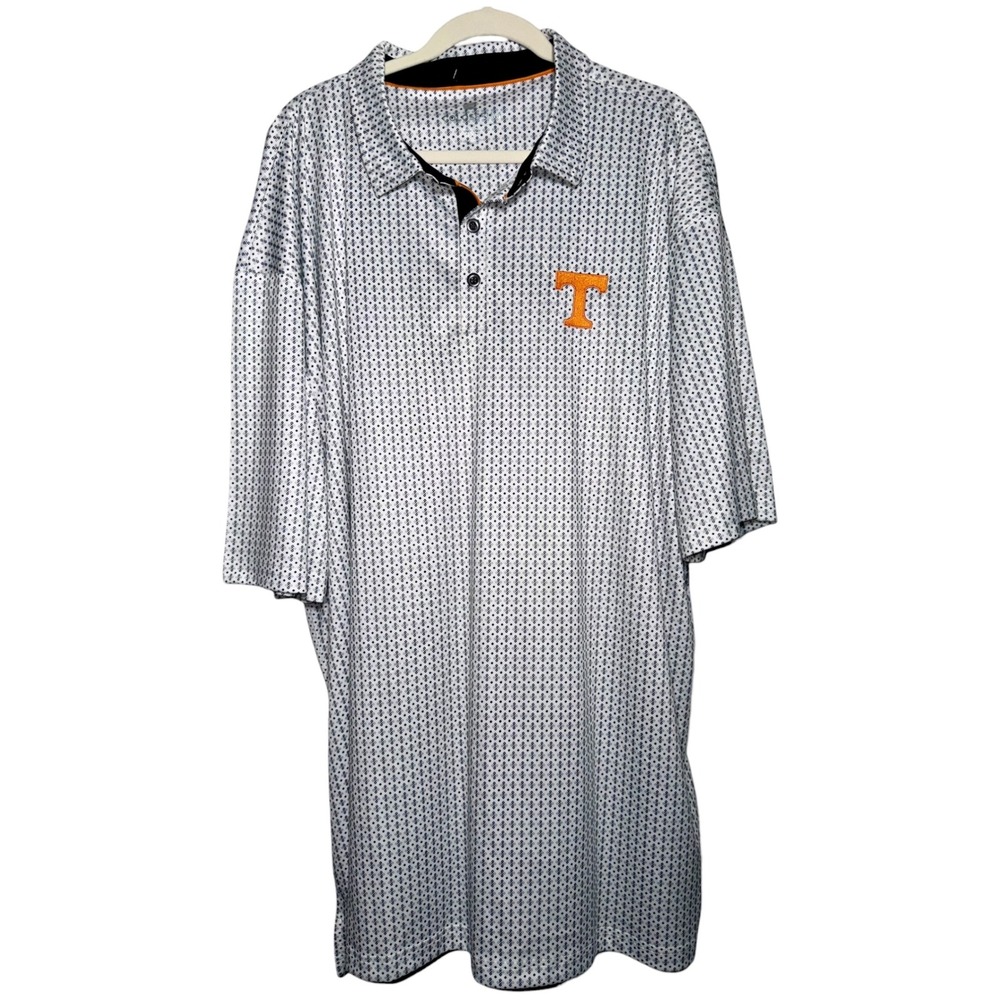 Colosseum Tennessee Volunteers Polo Shirt 3XLT White Geo Print NWT